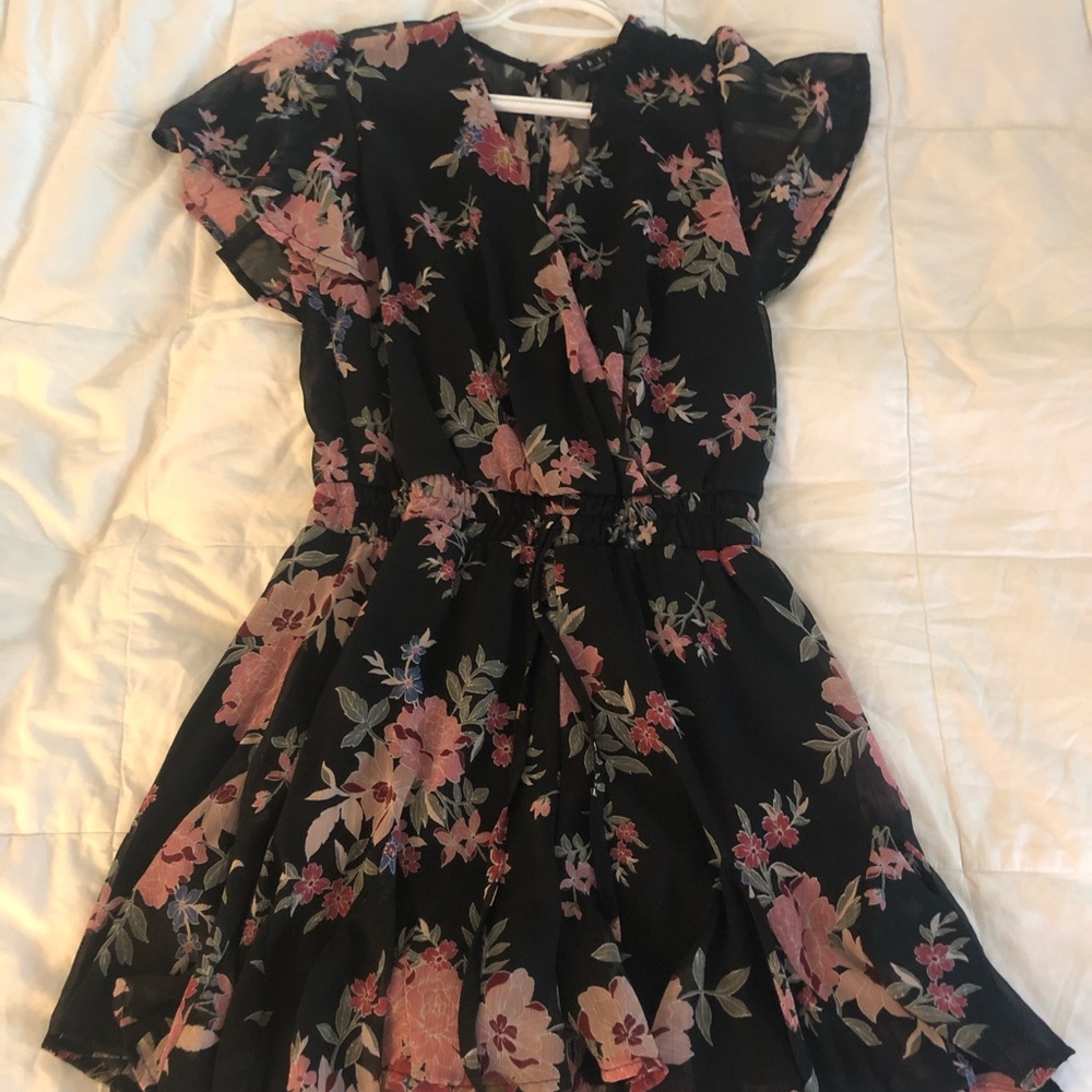 Black Flowered Romper